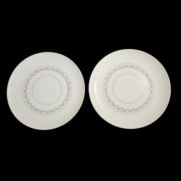 Centura by Corning White Dinner Plates Set of 2 Embossed Scroll Pattern - Picture 5 of 6